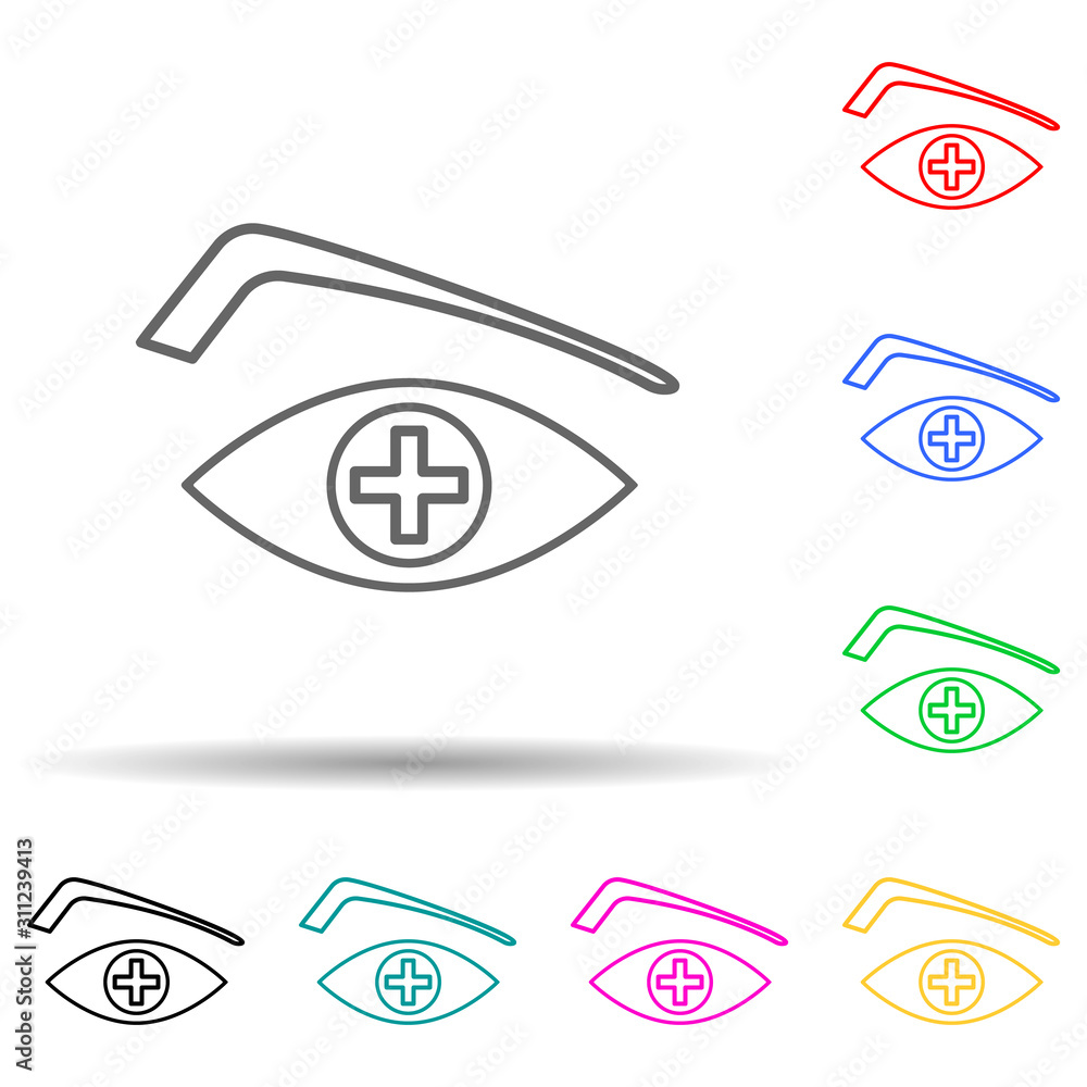 Poster eye treatment multi color style icon. simple thin line, outline vector of disabled icons for ui and 