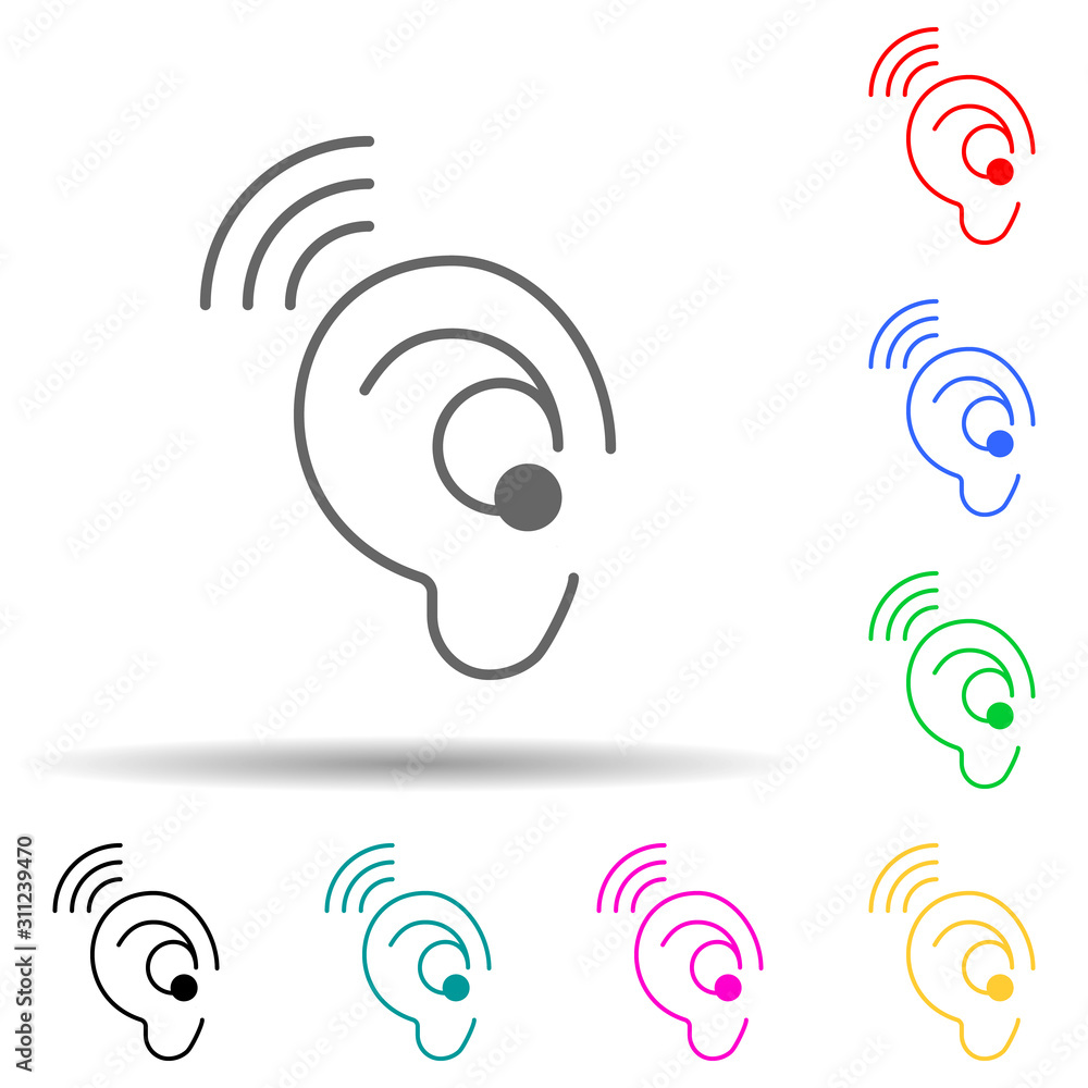Poster hearing aid multi color style icon. simple thin line, outline vector of disabled icons for ui and ux