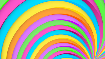 Abstract bows colorful tunnel. Inside endless tunnel. 3D Rendering.