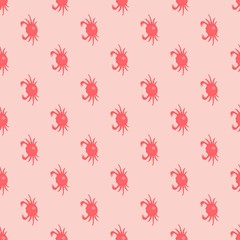 Seamless pattern with red crabs on white background