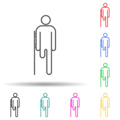 one legged man multi color style icon. Simple thin line, outline vector of disabled icons for ui and ux, website or mobile application