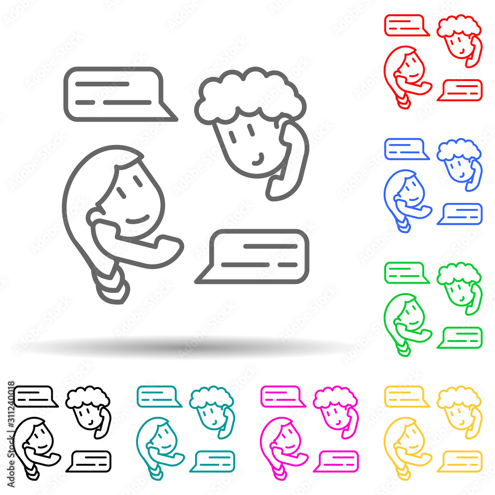 Poster friendly correspondence multi color style icon. simple thin line, outline vector of friendship icons