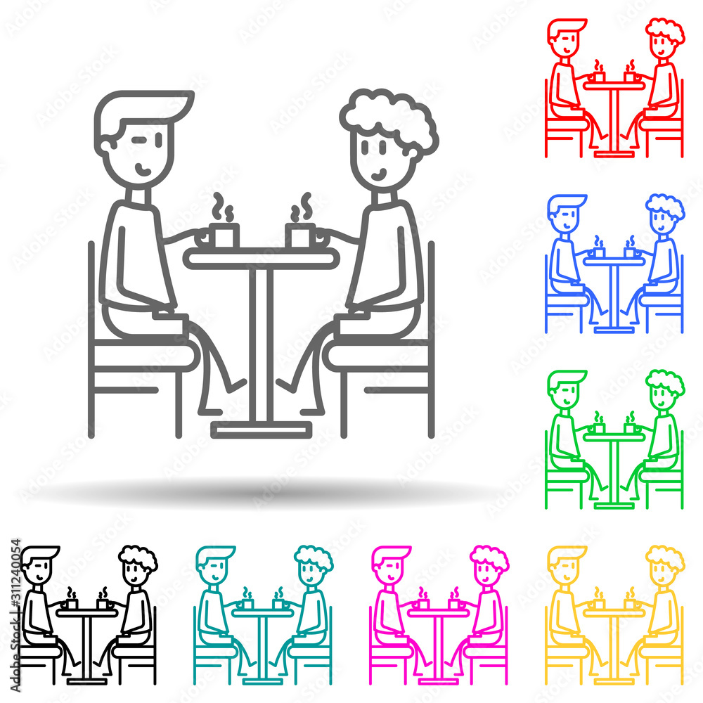 Poster friends for coffee multi color style icon. simple thin line, outline vector of friendship icons for 