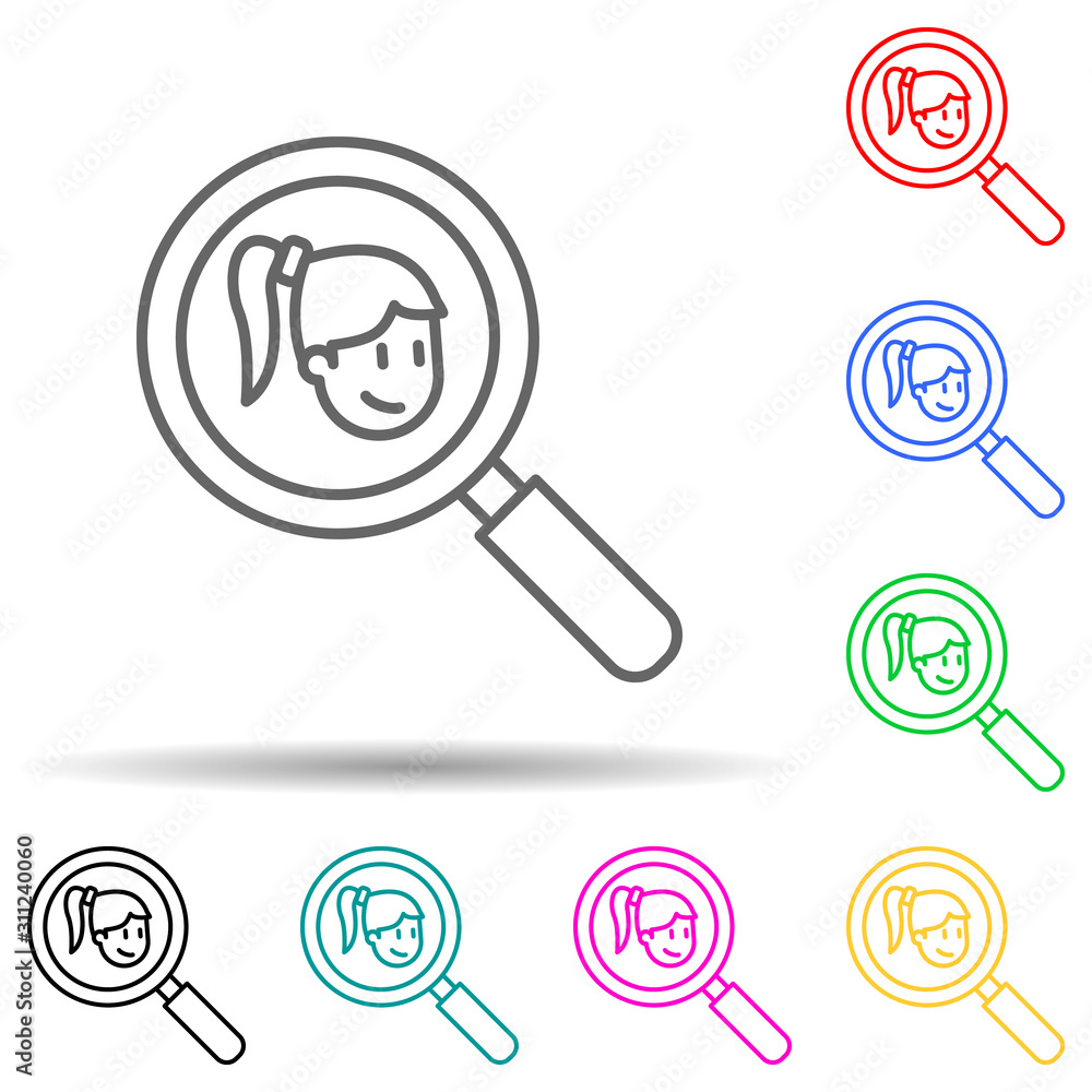 Poster girlfriend search multi color style icon. simple thin line, outline vector of friendship icons for u