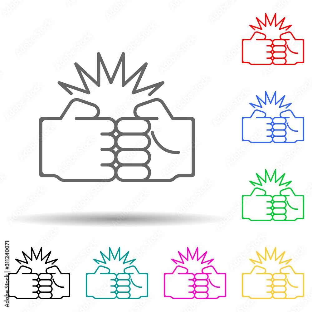 Poster punch multi color style icon. simple thin line, outline vector of friendship icons for ui and ux, we
