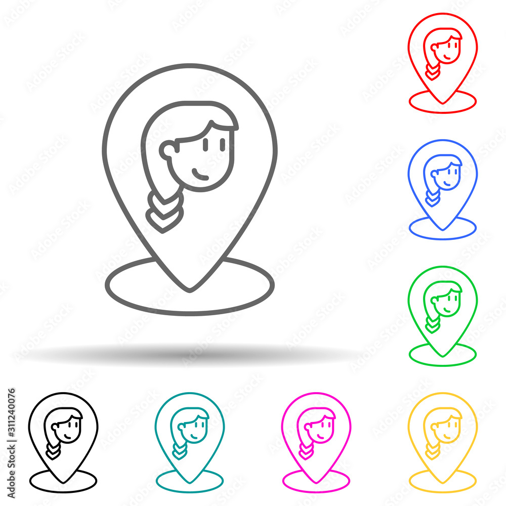 Poster the location of a friend multi color style icon. simple thin line, outline vector of friendship icon