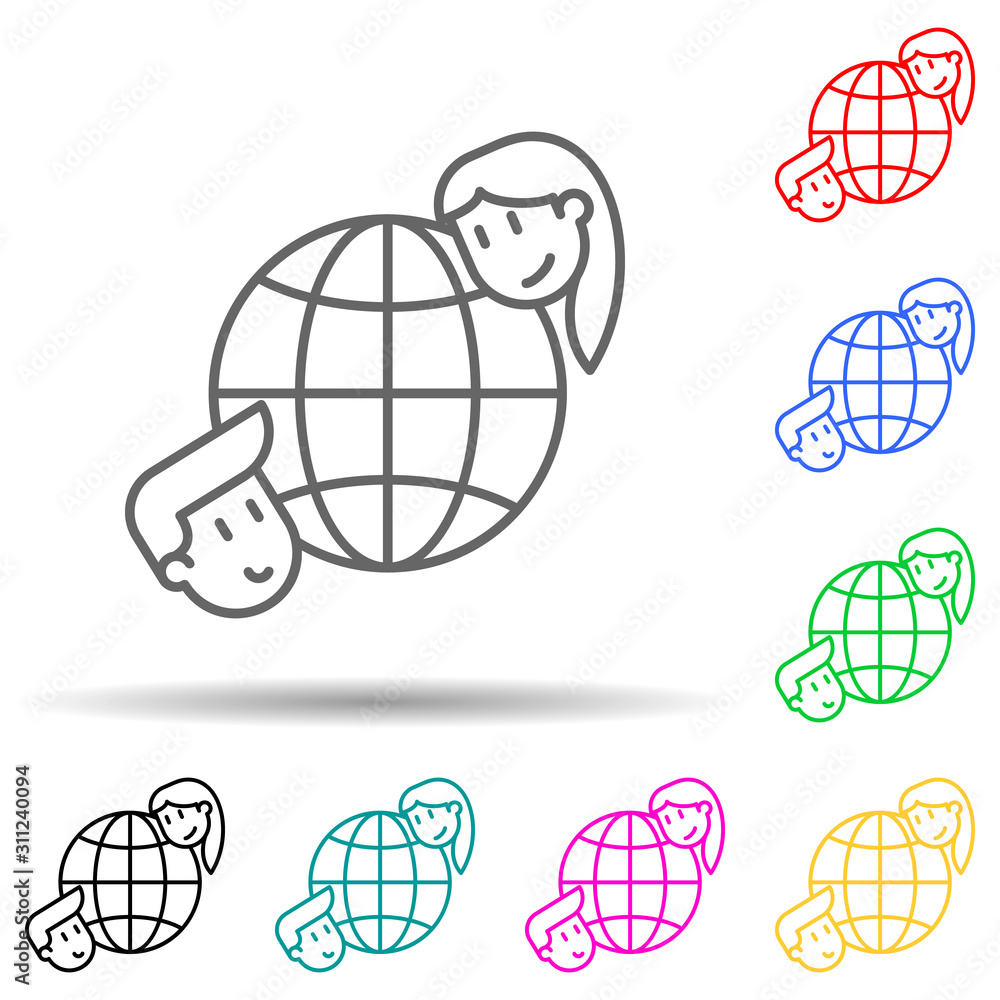 Poster global friendship multi color style icon. simple thin line, outline vector of friendship icons for u