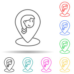 the location of a friend multi color style icon. Simple thin line, outline vector of friendship icons for ui and ux, website or mobile application