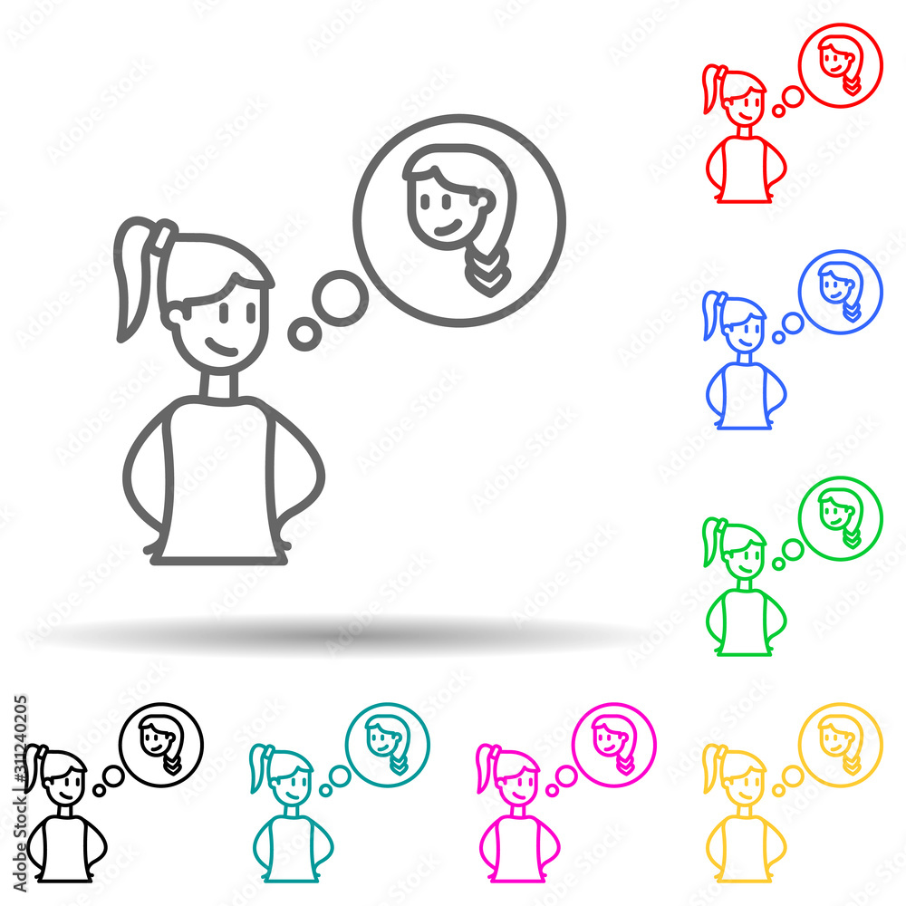 Poster think about friend multi color style icon. simple thin line, outline vector of friendship icons for 