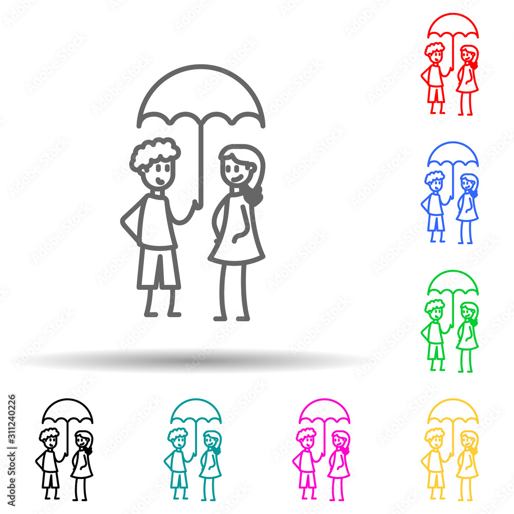 Poster protect girlfriend multi color style icon. simple thin line, outline vector of friendship icons for 