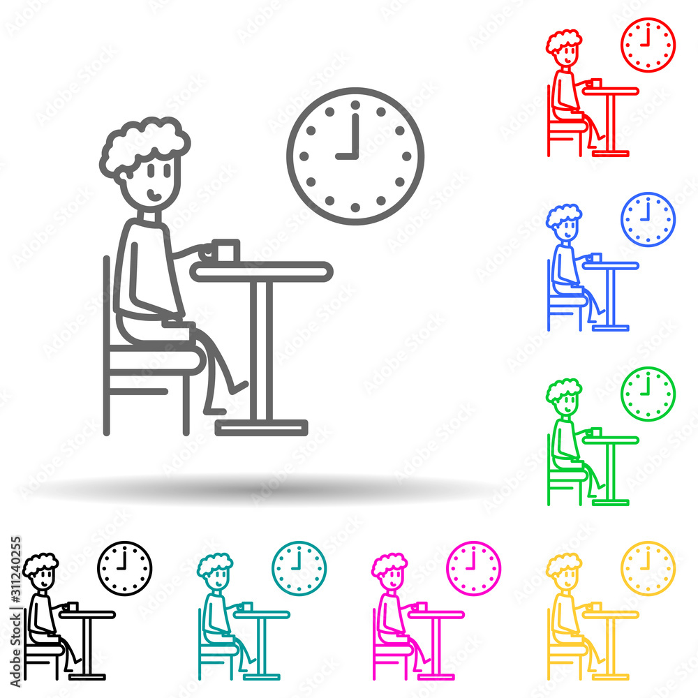 Aufkleber guy drinks coffee multi color style icon. simple thin line, outline vector of friendship icons for u