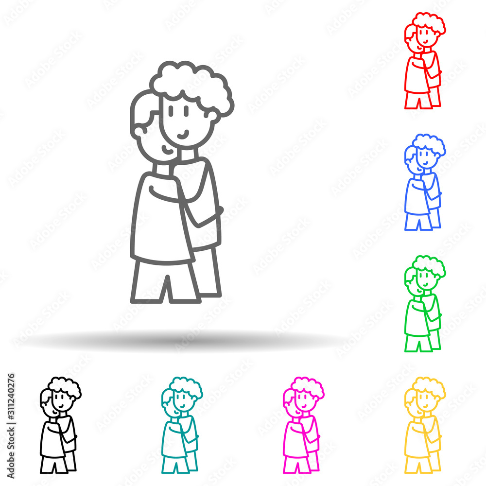 Poster boys friends multi color style icon. simple thin line, outline vector of friendship icons for ui and