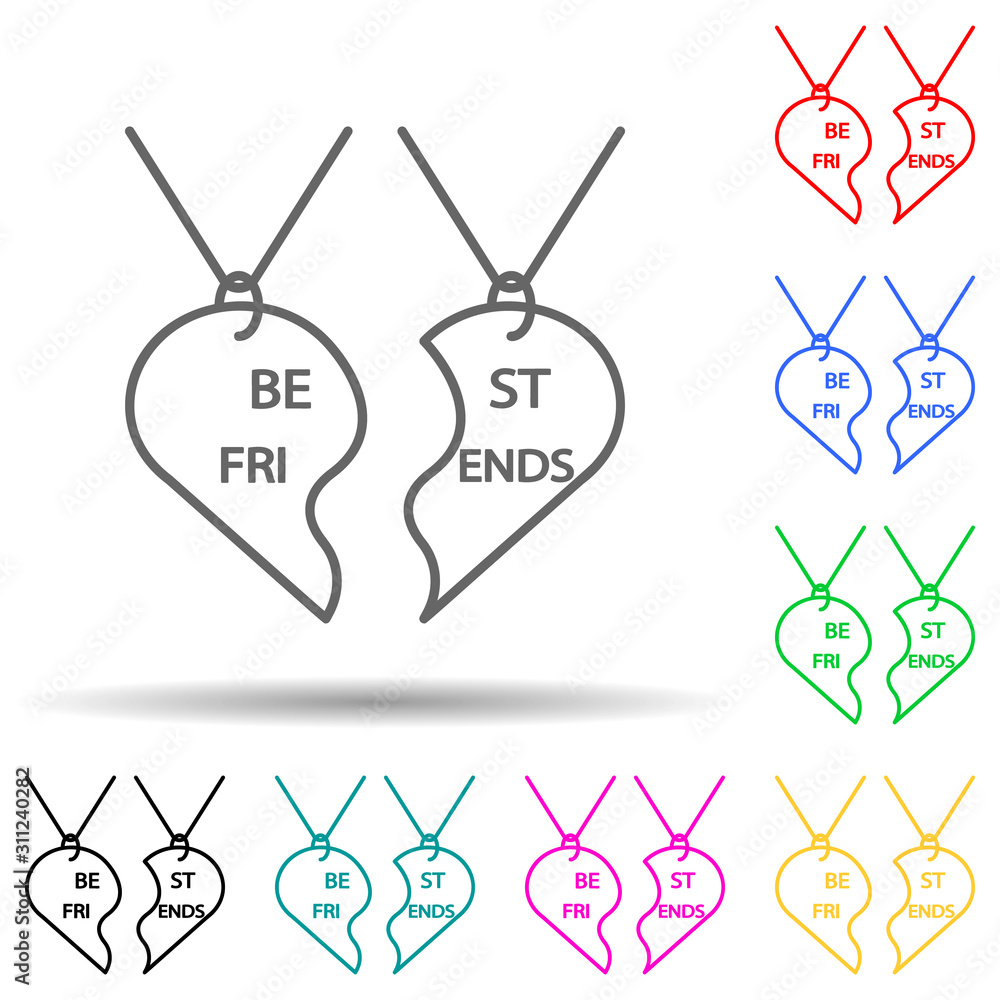 Poster pendant best friends multi color style icon. simple thin line, outline vector of friendship icons fo