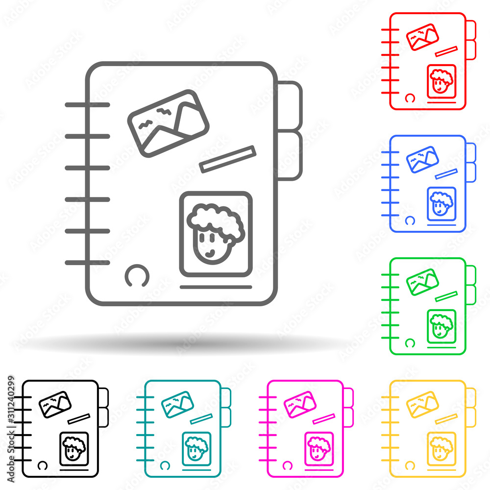 Poster friend notebook multi color style icon. Simple thin line, outline vector of friendship icons for ui and ux, website or mobile application