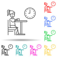 girl drinks coffee multi color style icon. Simple thin line, outline vector of friendship icons for ui and ux, website or mobile application