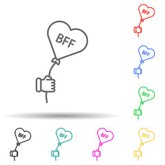 BFF heart multi color style icon. Simple thin line, outline vector of friendship icons for ui and ux, website or mobile application