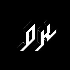 OK - monogram or logotype. Isometric 3d font for design. Vector volume alphabet. Three-dimension letters O and K. T-shirt print.