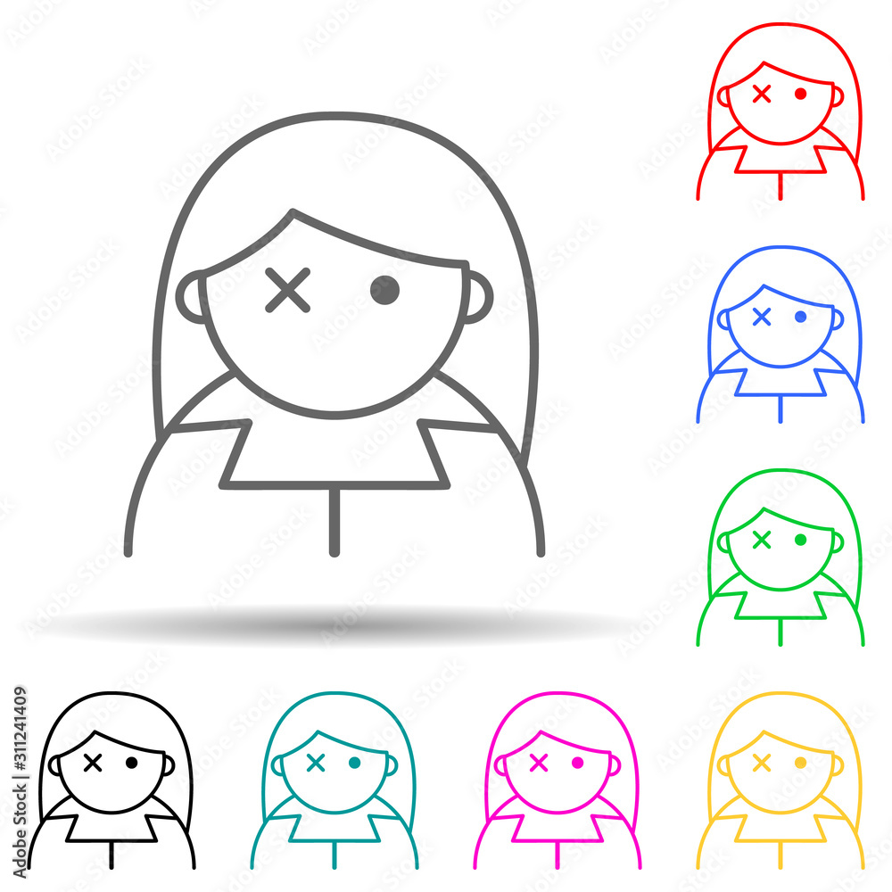Poster halloween doll multi color style icon. simple thin line, outline vector of halloween icons for ui an