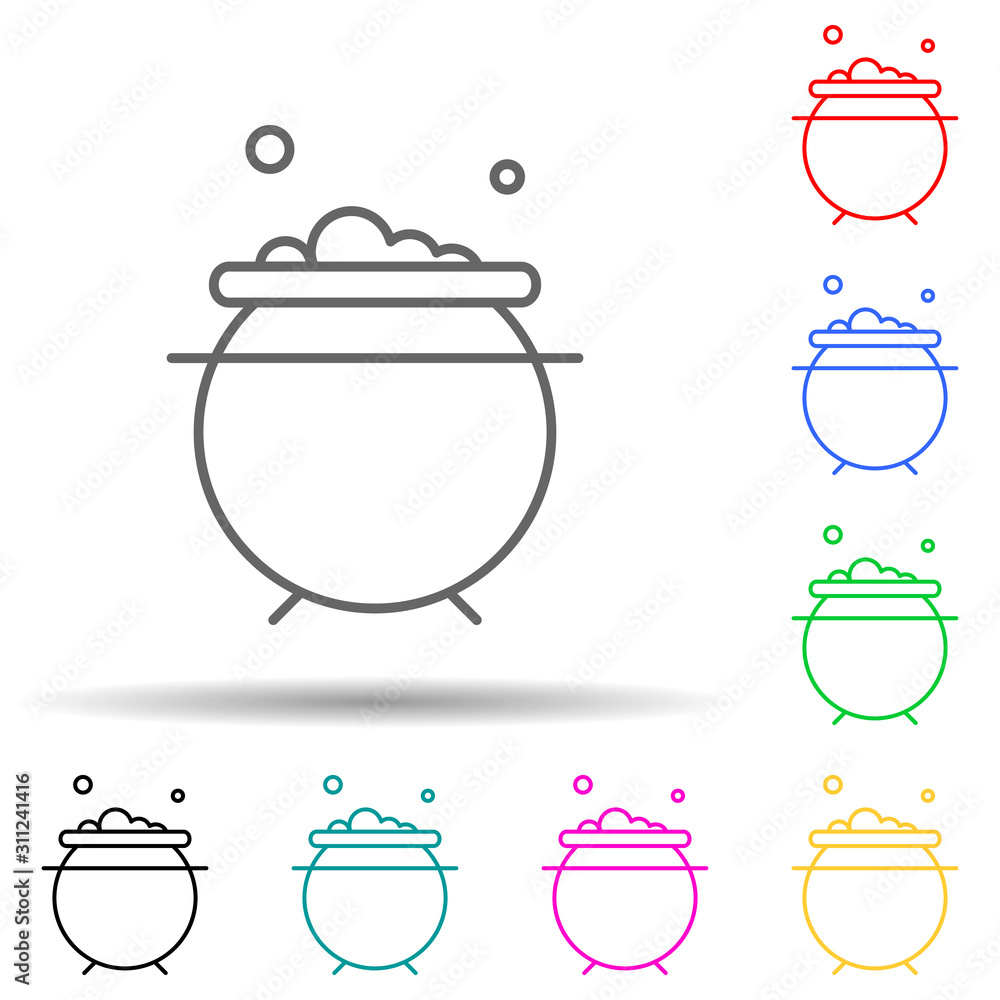 Poster halloween cauldron multi color style icon. simple thin line, outline vector of halloween icons for u