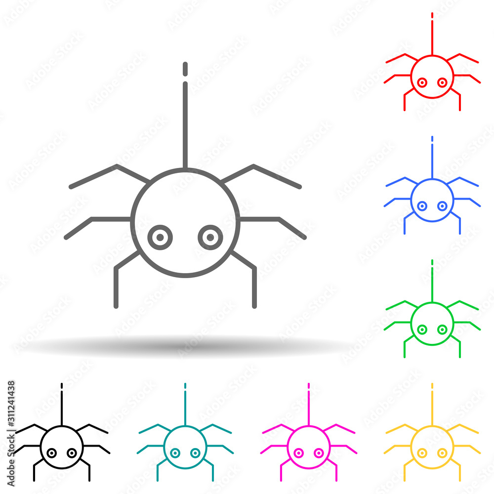 Poster spider for halloween multi color style icon. simple thin line, outline vector of halloween icons for