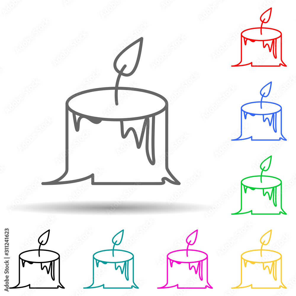 Poster halloween candle multi color style icon. simple thin line, outline vector of halloween icons for ui 