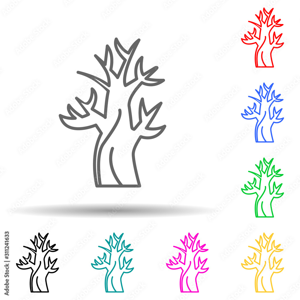 Poster halloween dead tree multi color style icon. simple thin line, outline vector of halloween icons for 