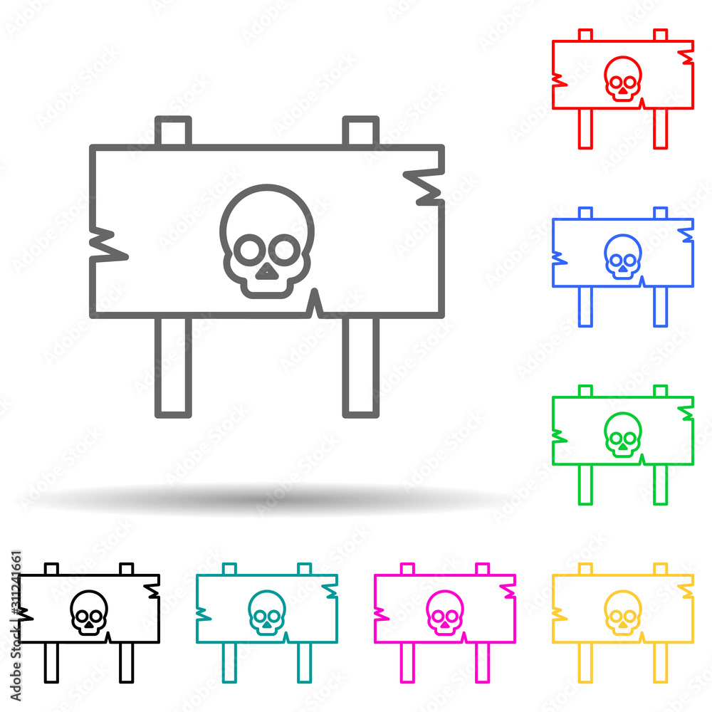 Poster danger sign for halloween theme multi color style icon. simple thin line, outline vector of hallowee