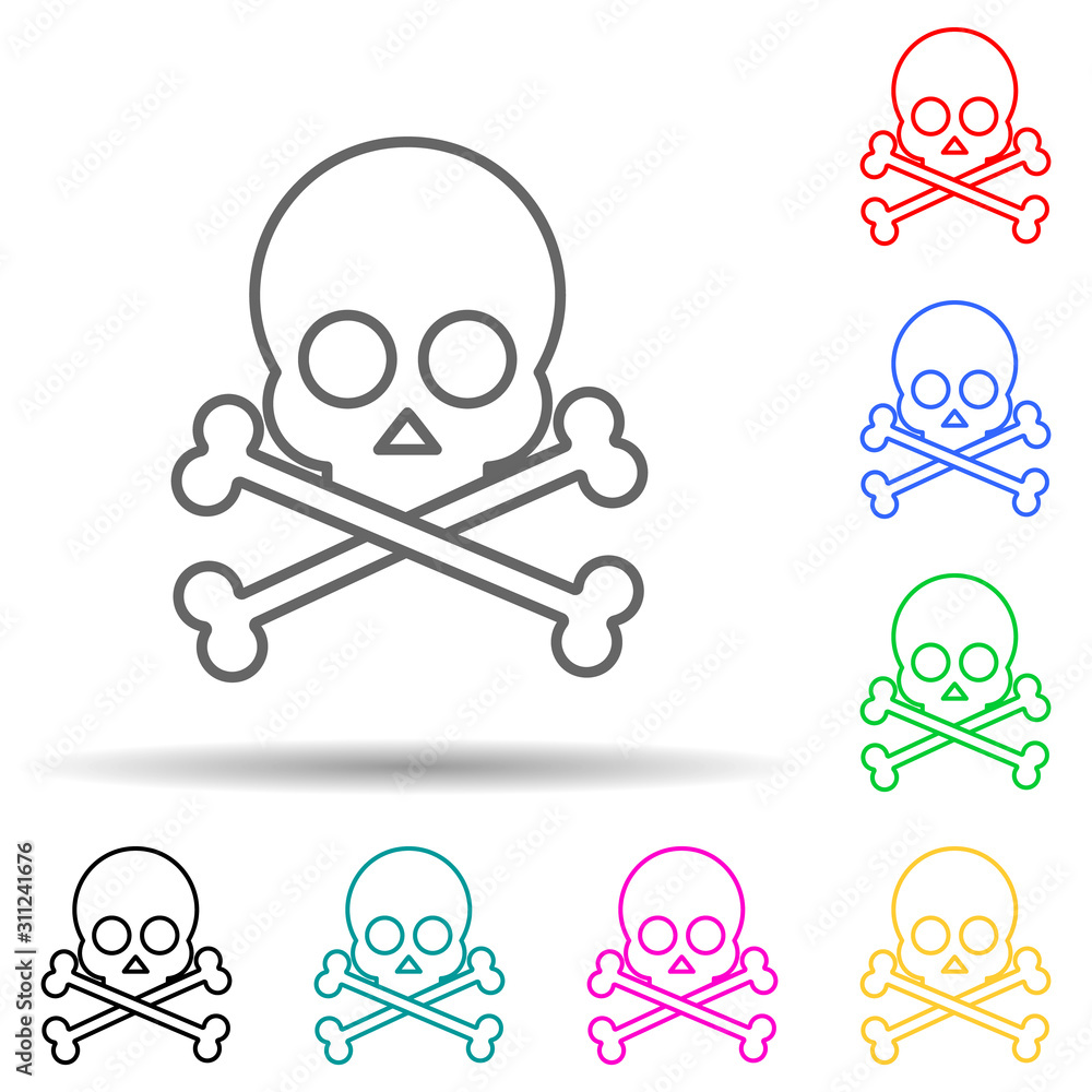 Poster halloween skull multi color style icon. simple thin line, outline vector of halloween icons for ui a