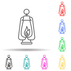 Ancient kerosene oil lamp multi color style icon. Simple thin line, outline vector of halloween icons for ui and ux, website or mobile application