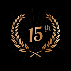15 years anniversary design template.  Fiftheenth anniversary celebration logo. Vector and illustration.