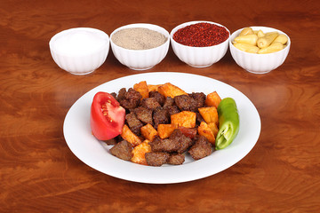 the Feed lamb liver with potatoes and tomatoes arnavut cigeri for Hotel & Restaurant Orders and Menu and Internet and TV