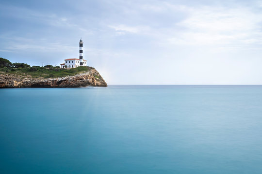 Lighthouse of Portocolom, Majorca island, Mediterranean Sea, Mallorca Spain