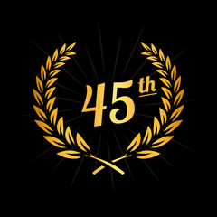 45 years anniversary design template. Forty fifth anniversary celebration logo. Vector and illustration.