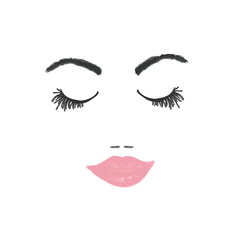 woman clothe eyes pink  lips sketch 