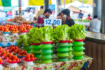 Vegetables on the counter, Fiji. With selective focus.