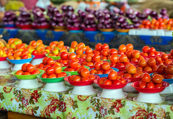 Tomatoes on the counter, Fiji. With selective focus.