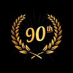 Obraz premium 90 years anniversary design template. Ninetieth anniversary celebration logo. Vector and illustration.