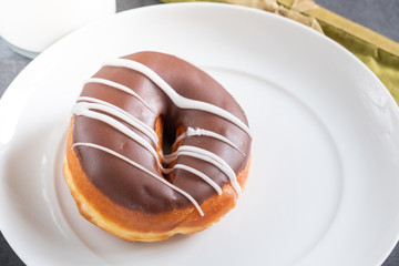 brown iced ring doughnut
