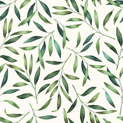 Green leaves seamless pattern - 311244245