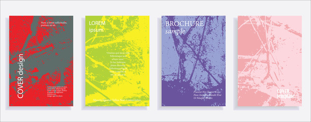 Minimalistic cover design templates. Set of layouts for covers of books, albums, notebooks, reports, magazines. Vintage texture gradient effect, flat modern abstract design. Grunge mock-up texture