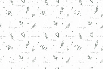 i love you seamless pattern. Handwritten love message texture. Romentic print Vector illustration