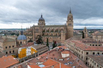 Fototapeta na wymiar Overcast view of Salamanca Cathedral, Spain