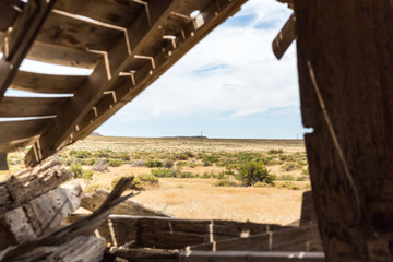 Ruined ghost town mining buildings in Mandalay Spring Nevada