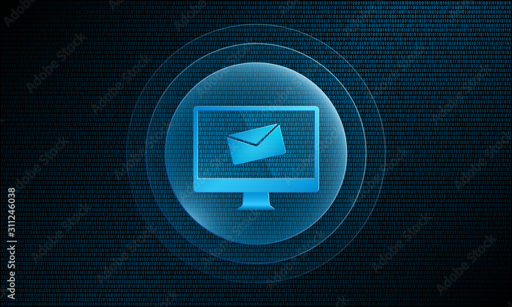 Aufkleber desktop e-mail in digital sphere with pulse effect technology
