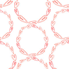 Patterns of red hearts doodles for textiles, packaging, background for Valentine's Day.