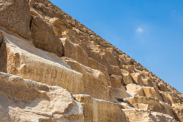 Detail of Stone Blocks of Great Pyramid of Giza, Pyramid of Khufu near Cairo Egypt