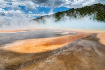 Geysir in the grand prismatic spring area in the Yellowstone National Park.