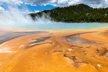 Geysir in the grand prismatic spring area in the Yellowstone National Park.