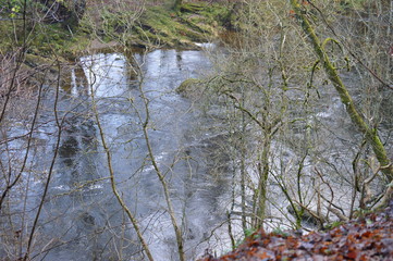 A walk along the banks of the River Ericht at Blairgowrie on a cold, misty, December day