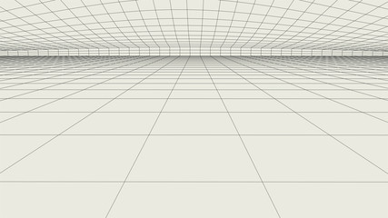 Vector perspective grid. Detailed lines on white background.